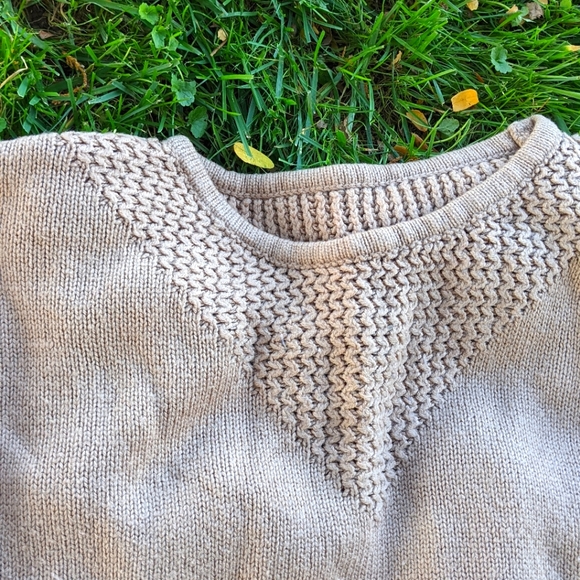 Tan and Cream Color Block Sweater - Picture 3 of 4